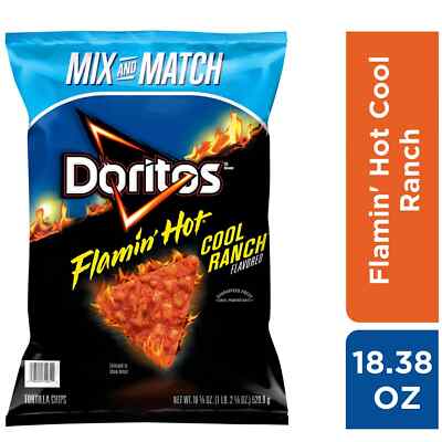 2 Pack - Doritos Flamin' Hot Cool Ranch Tortilla Chips, 18.375 oz.