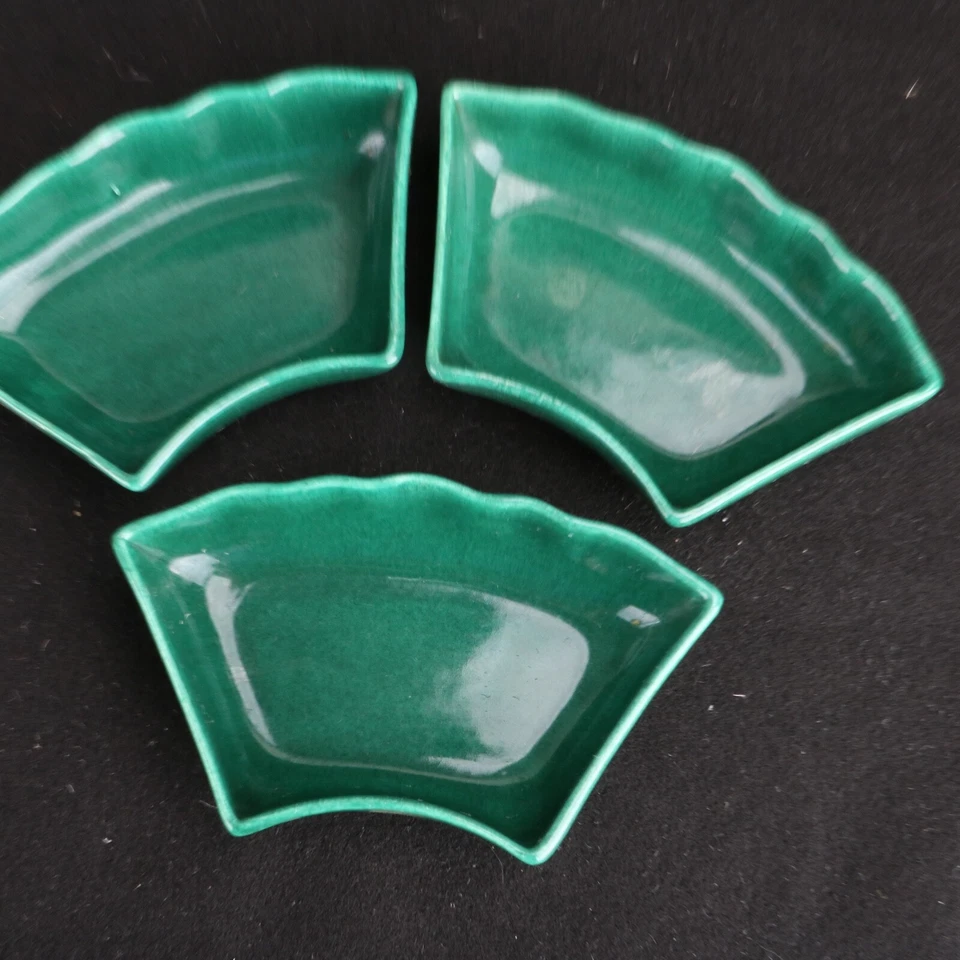 3 Stoneware Green Glaze Condiment Serving Bowls - Image 4 of 4