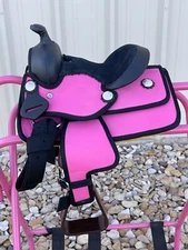 Kid Western New Generation Horse Synthetic Saddle - 8" - Blue/Black/Brown/Purple