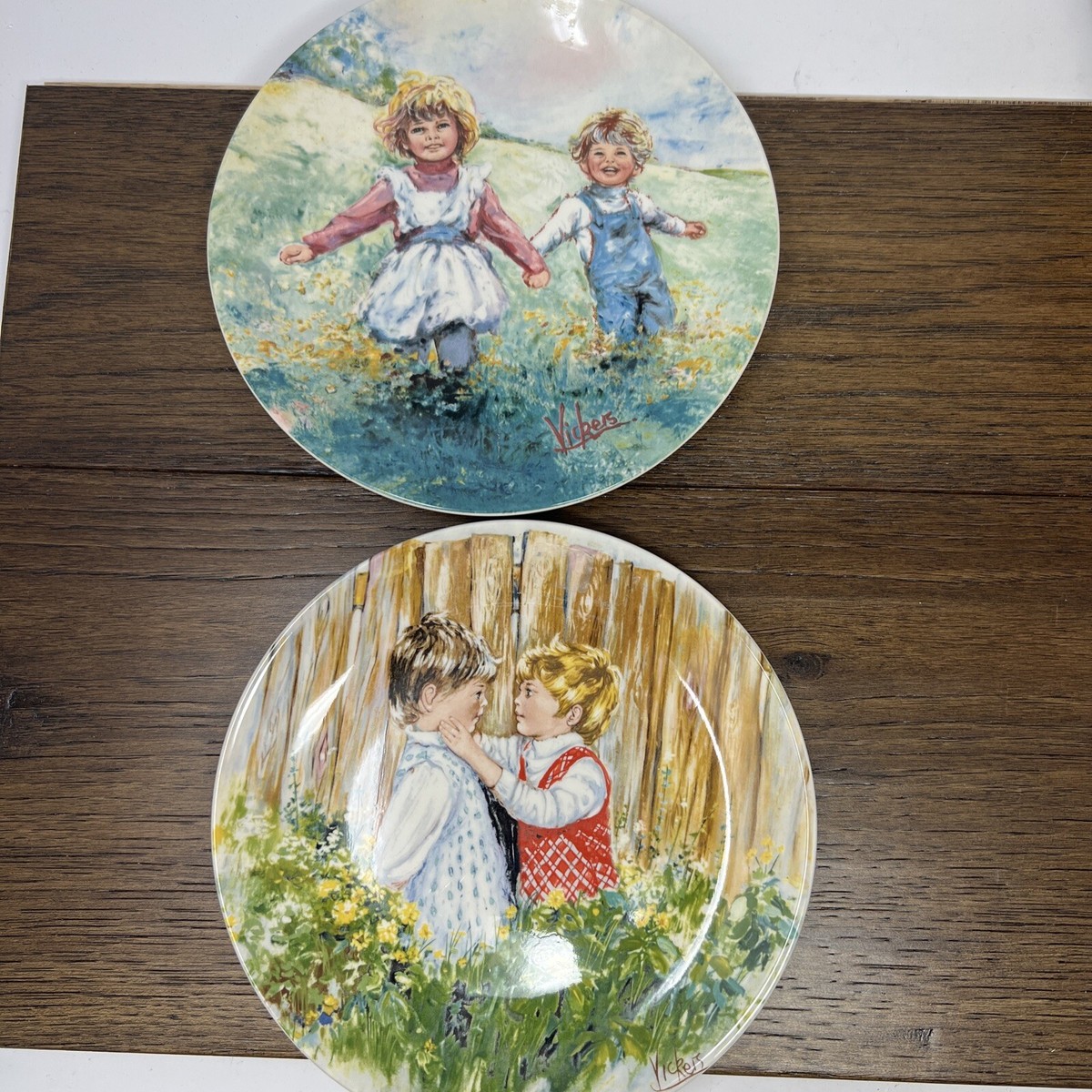Set of 2 Wedgwood Mary Vickers Collector Plates Playtime