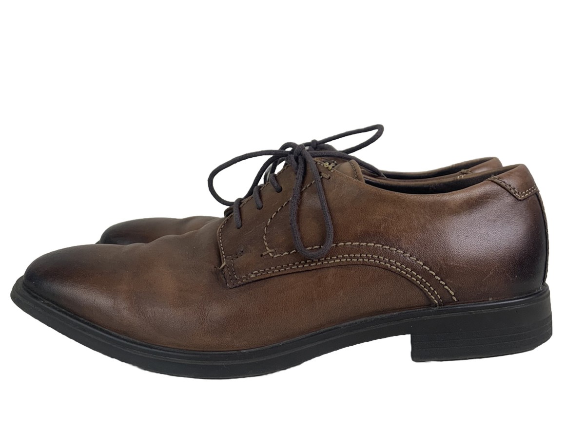 ECCO SHOES 41 TAN BROWN Brogue Derby Plain Leather Lace Up