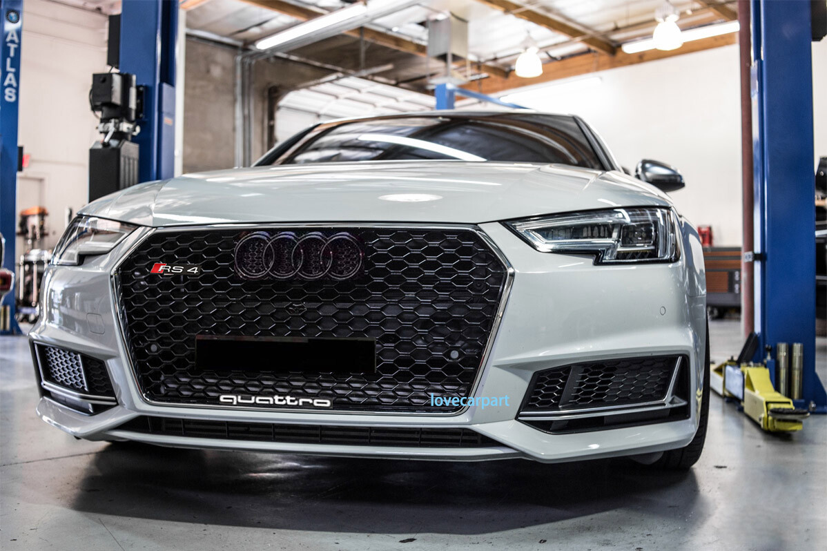 Zhisheng Honeycomb Front Grill For Audi A4/S4 2017-2019 - Black Center Bumper Mesh Grille - View #10