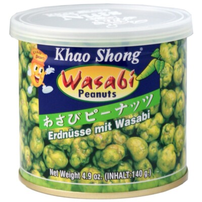 (20,50 /1kg) Khao Shong Erdnüsse mit Wasabi Knabbergebäck 140g Dose