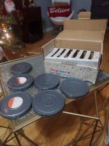 6 Vintage Compco Corp Metal Film Canisters & 5 Reels USA 5". 2 Ski Home Movies 