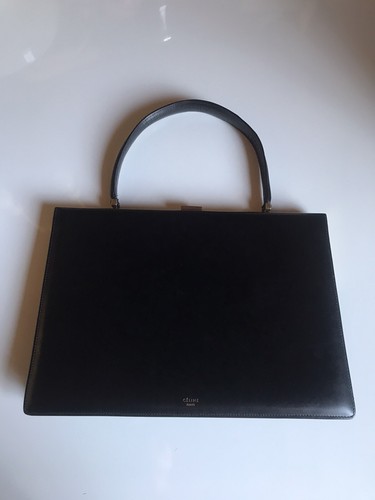 Celine Black Medium Clasp bag, 13x 8,5 In  Authentic Classic Bag