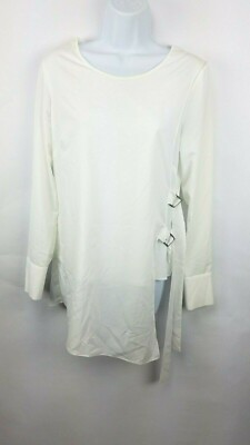 ETCETERA Women Size 2 Blouse Layered Tunic Buckles Scoop Neck Long Sleeve