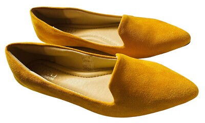 MUSSHOE Ballet Flats for Women Yellow Suede Comfortable Memory Foam 8.5 NWOB