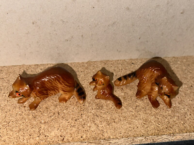 Altfiguren Tierfamilien 70 er Jahre  Waschbär - Familie Original Varianten 3