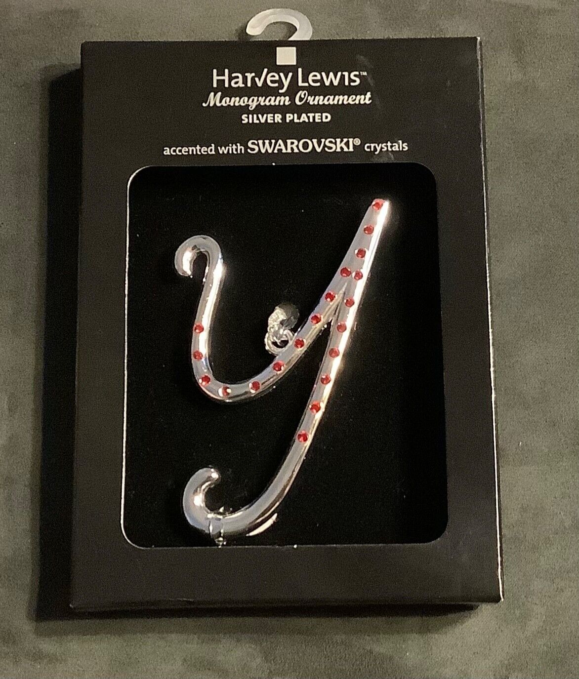 Initial Y Red Swarovski Crystals Christmas Ornament Monogram Harvey Lewis NIP