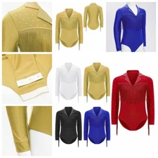 Kids Boys Unitard Fringe Leotard Ballroom Undershirt Jazz Bodysuit Fitness Show