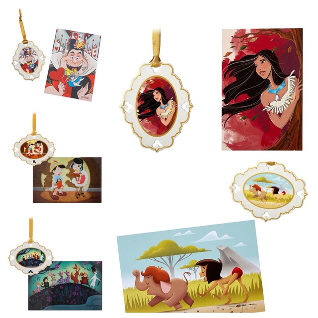 Disney Limited Edition Series Sketchbook Ornament & Lithograph 5 Pc Set
