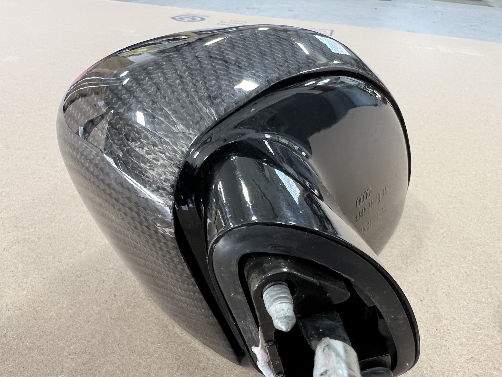08-15 AUDI R8 FRONT LEFT DRIVER SIDE HEATED FOLD DOOR MIRROR ASSY CARBON FIBER