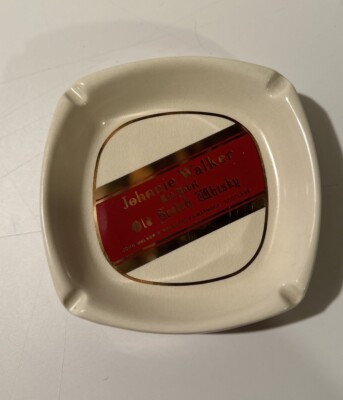 Vintage Johnnie Walker Red Label Old Scotch Whiskey Ceramic Ashtray