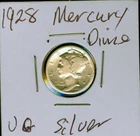 1928 Silver Mercury Dime VG