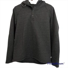 Rainforest long sleeve hooded shirt dark grey mens size small, kids XL