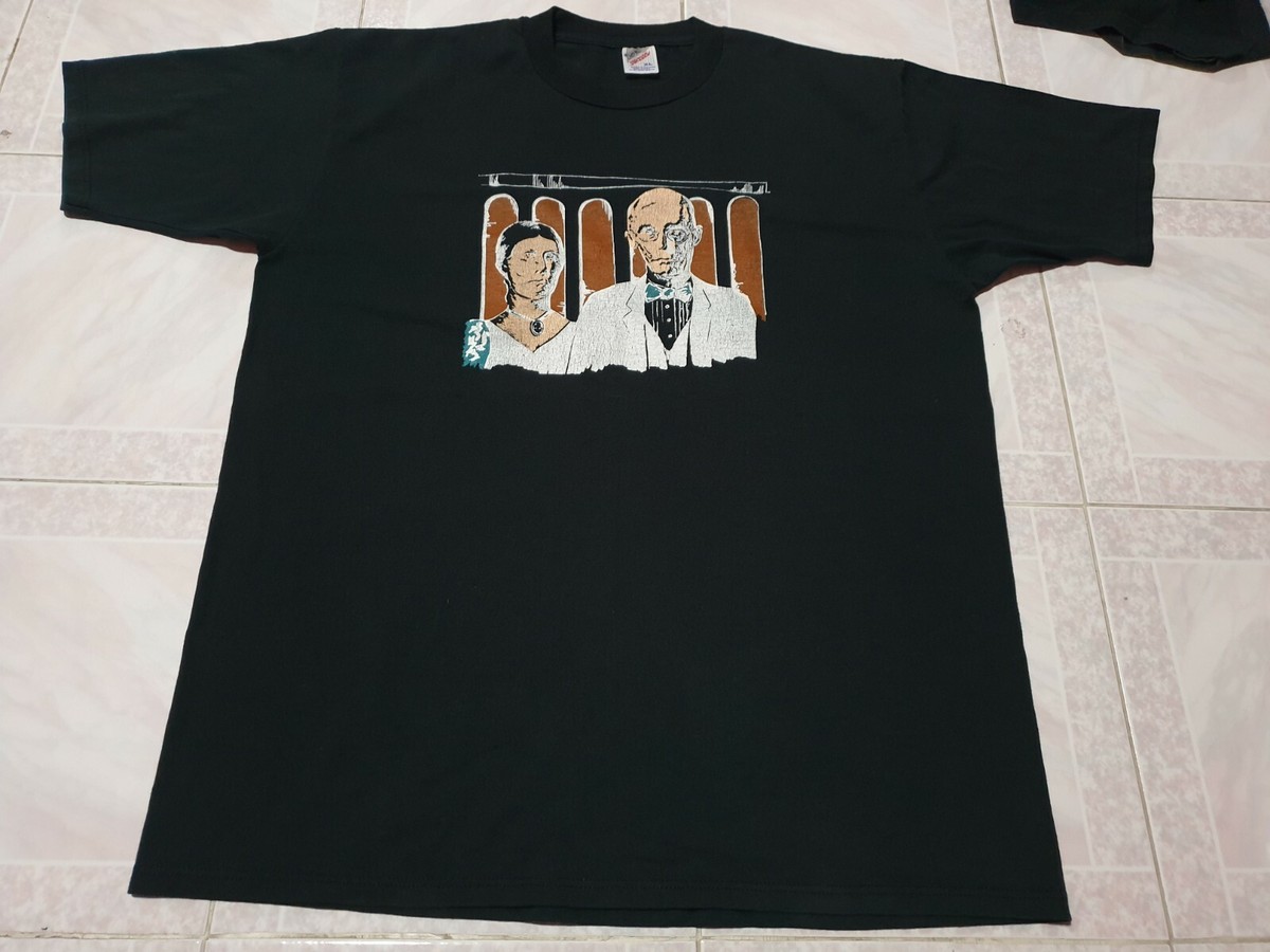 Rare Vintage Parody American Gothic Grant Wood 90s Pop art T Shirt