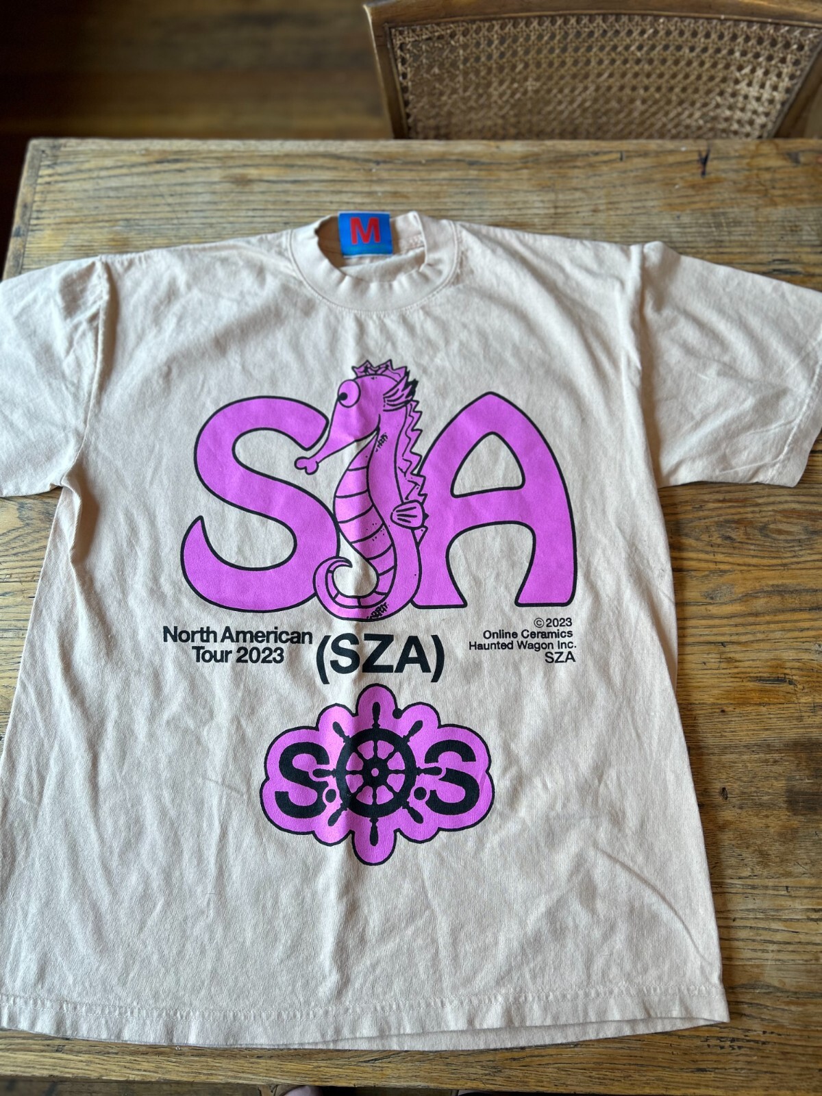 Online Ceramics x SZA S.O.S Tour Beige Pink Seahorse Tee Large 2023-image