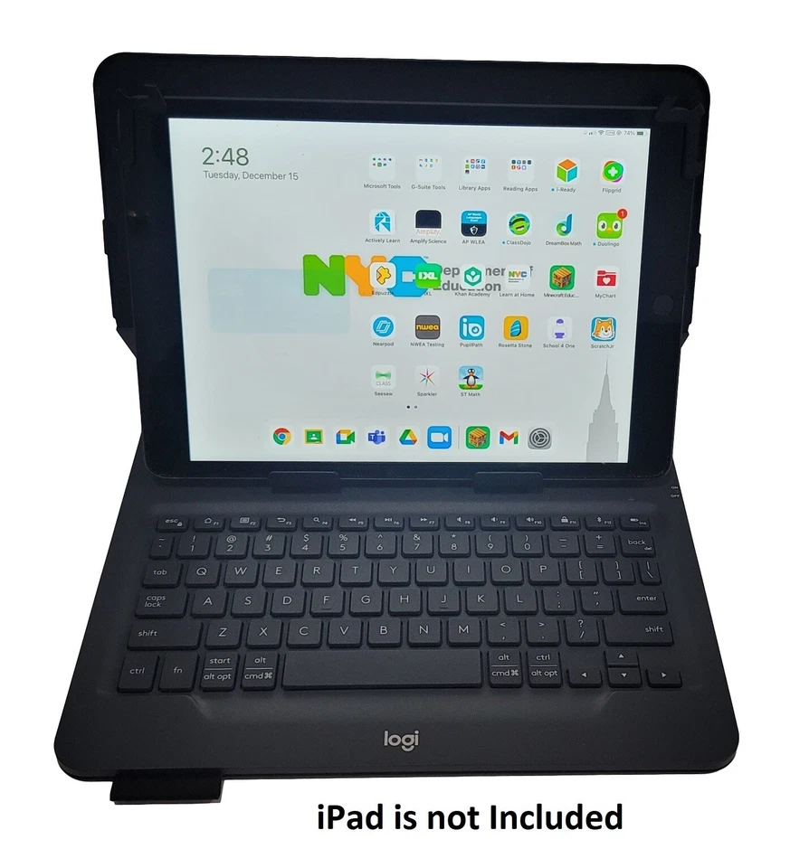 Logitech Universal Folio Case Bluetooth Wireless Keyboard iPad 7 & 8 10.2" Black - Image 2 of 4