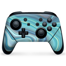 Nintendo Switch Pro Controller Skin Decal Vinyl Wrap - Blue Glass Marble Stone