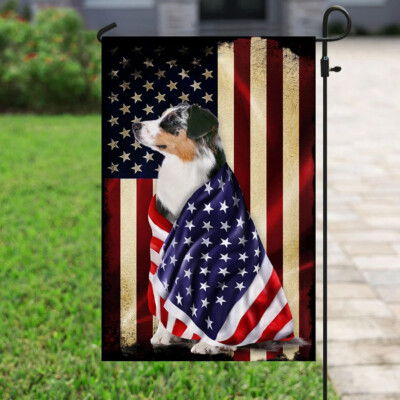 Australian Shepherd American Patriot Flag Garden Flag - House Flag
