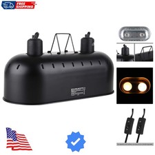 15inch Dual Reptile Light Fixture, Max 150W Dual Reptile Heat Lamp with Separ...