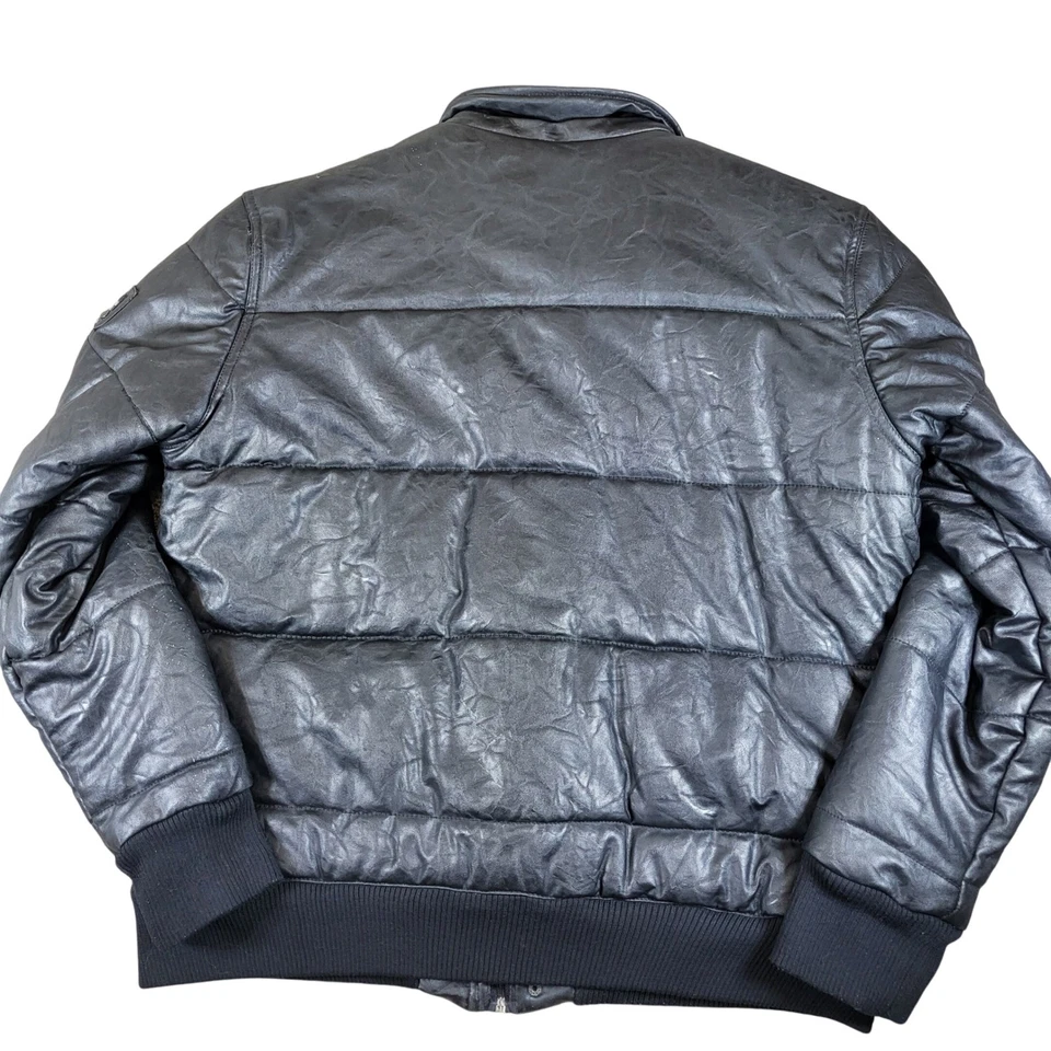 COOGI CG69 Black Faux Leather Puffer Jacket Outerwear Division High Quality XL - Image 2 of 4