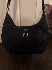 baggallini Black Crescent Shoulder Bag Adjustable Strap Pockets Zip Closure