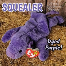 SQUEALER 1994 Ty Beanie Babies Hand Dyed PURPLE Cute PIG Baby MWMT