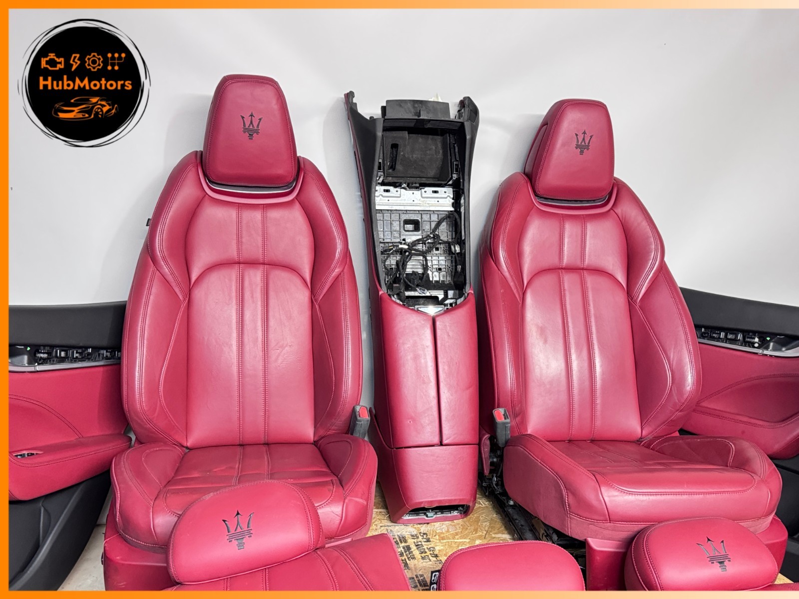 2017-2024 Maserati Levante Front Rear Seats Red Leather Interior Door Panels Set