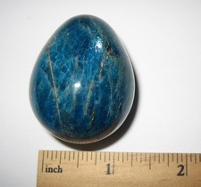 1.75" x 1.4" POLISHED NATURAL RICH BLUE APATITE CRYSTAL STONE EGG  85.1grams 2