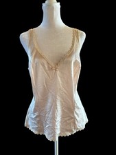 Vintage Silky Nylon Camisole Slip Top Nude Coquette Fairy Dainty Lace Womens 38
