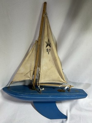 Vintage Star Yacht Pond Sailing Boat Toy Made in England Birkenhead Collectible