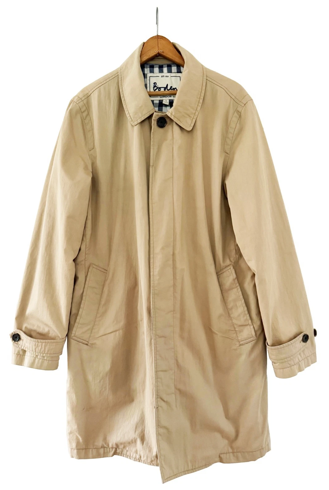 BODEN London Men's Trench Coat Raincoat Khaki Lined Size M