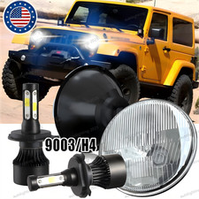 Newest Pair 7 Round Led Headlights Hi-lo Beam For Jeep Wrangler Jk Tj Cj 97-18