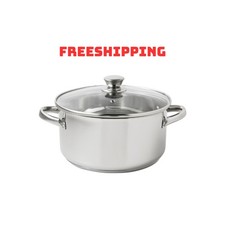 Mainstays Stainless Steel 5-Quart Dutch Oven with Glass Lid, Riveted Handles