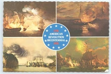 Postcard American Revolution Bicentennial 1776-1976 Navy Ships Battle Scenes