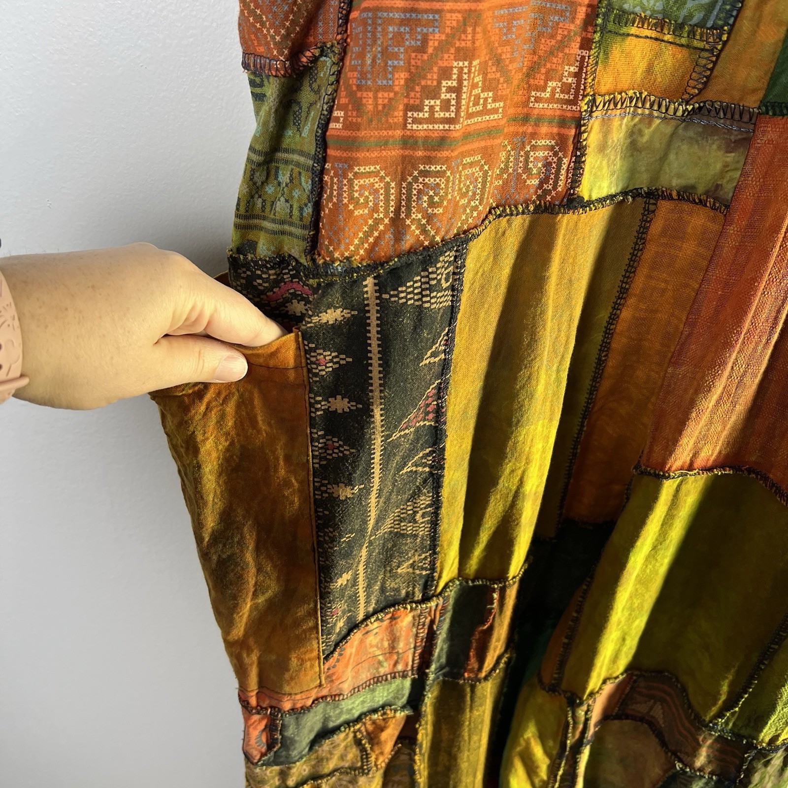 Kathmandu Imports One Size Patchwork Overalls Wid… - image 3