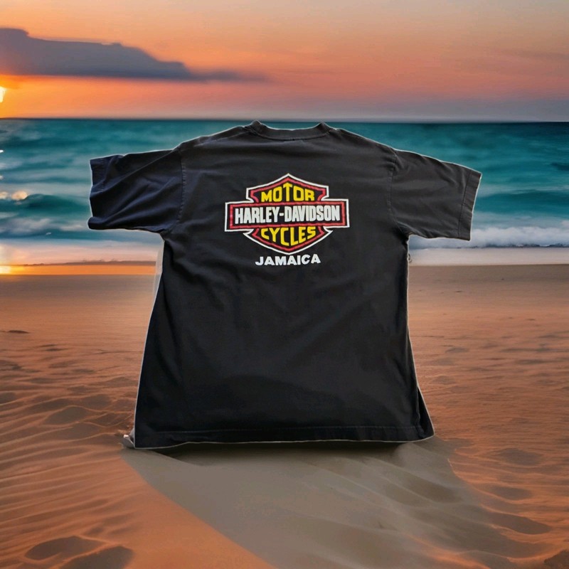 Vintage Harley Davidson Jamaica Men's Shirt Size Medium Black
