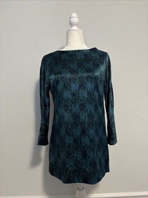 Designer Shanghai Tang Tunic Mini Dress Size 2 Stretch Mulberry Silk Satin