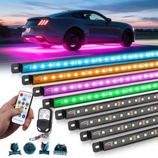 8pcs RGBW Underglow LED Lights Bar, w/Dual Remote Control, Underbody Light Strip