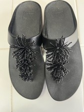 Fitflop Fino Bead PomPom Toe-Thongs Black Siz...