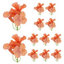 12Pcs Artificial Orchid Flower for Floating Candle Centerpiece, Orange Red