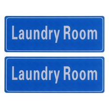 9"x3" Laundry Room, 2Pcs Room Door Sign Self-Adhesive, Sky Blue with White Text