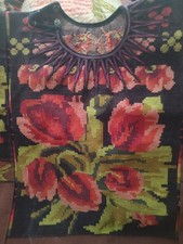 Vintage Traditional Guatemalan Handmade Embroidered Huipil Poncho Top Woven