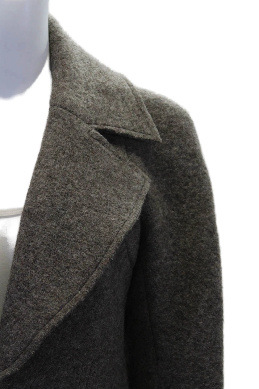 Cappotto Chanel Boutique donna zip frontale intagliato risvolto bordo piuma marrone FR 38