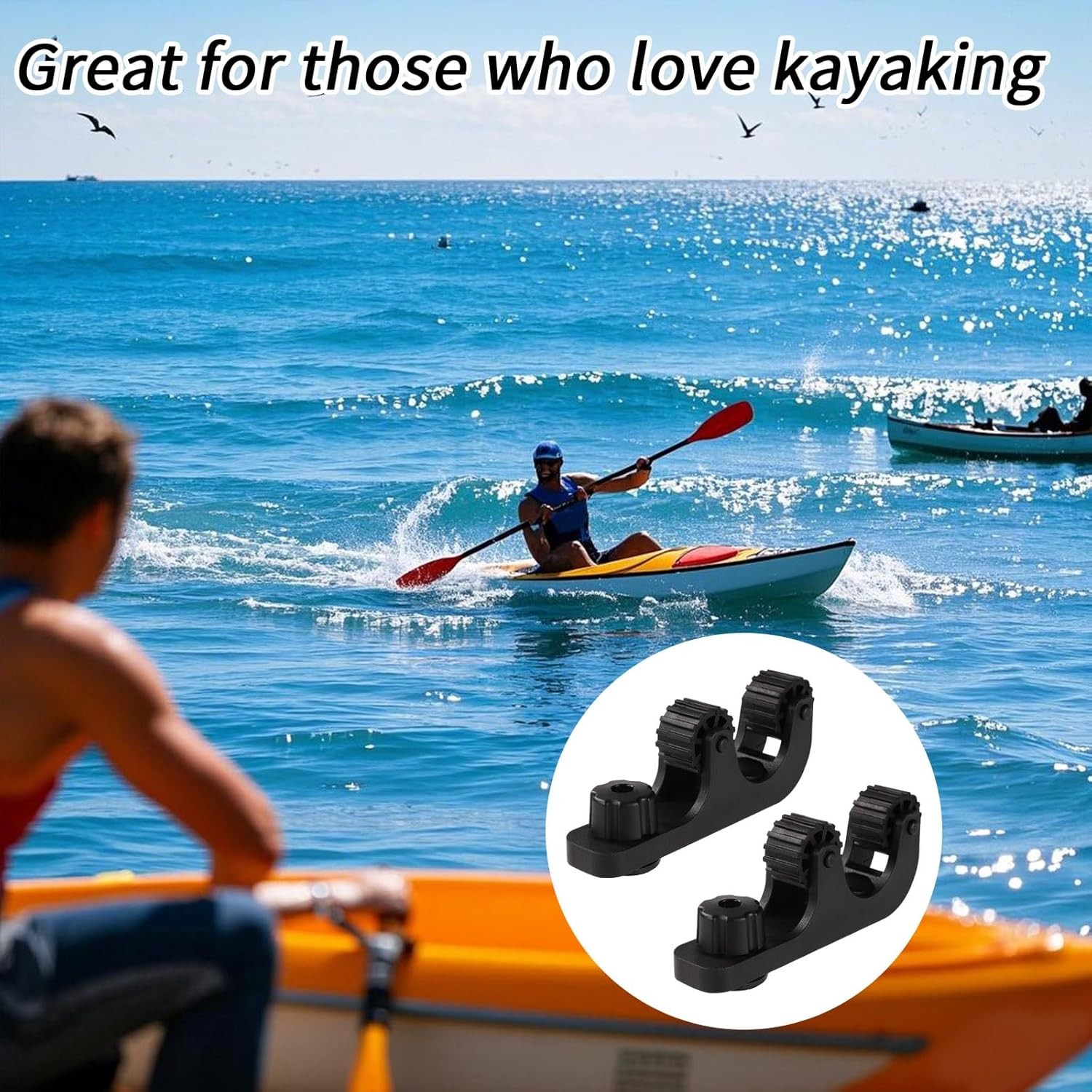 2 Pcs Kayak Paddle Holders, Boat Rod Pole, Mounts Canoe Fishing Accessories
