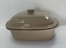 Pampered Chef Deep Covered Baker Lid 3.1 Qt Taupe Beige 1358 Seasoned