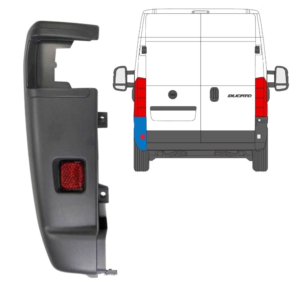 Rear bumper corner 270 degrees for Citroen Jumper 2006-2014 / Left