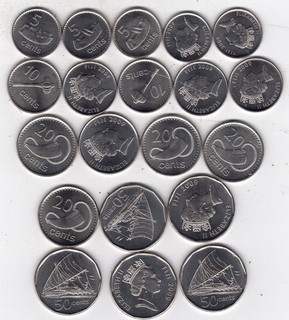 Fiji Fidschi S 131 134 KM?: 5 10 20 50 Cents 20 Stück wholesale dealer Händler