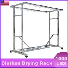 Clothing Garment Rack Heavy Duty 1000 lbs Clothes Drying Double Hanger Balcony